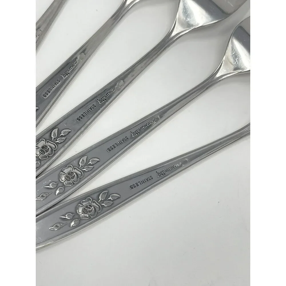 Vintage Oneida Community ROSE SHADOW Stainless Salad Forks 6.75